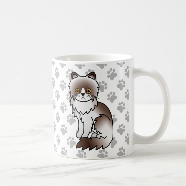 Caneca De Café Gato de Desenho Animado Fofo Persa Bi-Color Chocol (Direita)