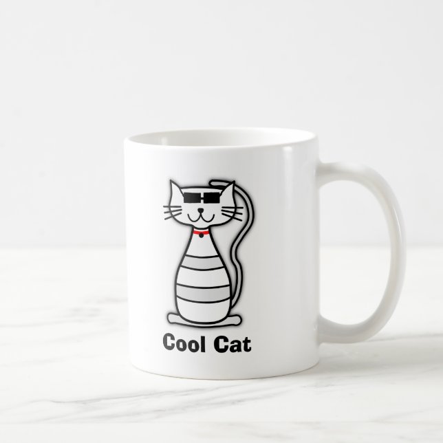 Caneca De Café Gato de desenho bonitinho legal e gato com óculos  (Direita)