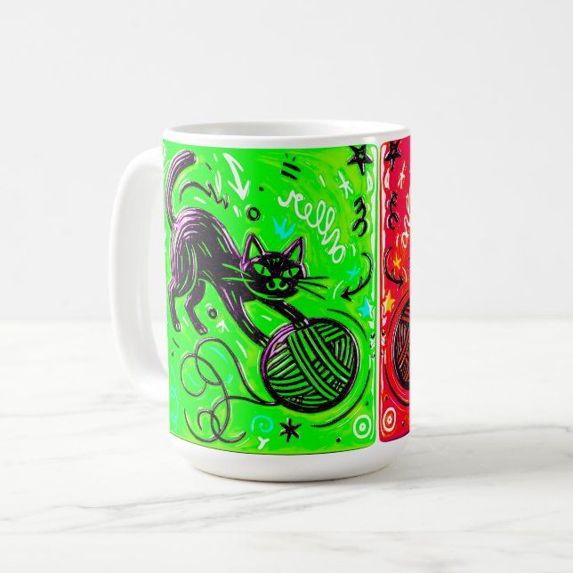 Caneca De Café Gato de Dois Lados (Frente Esquerda)