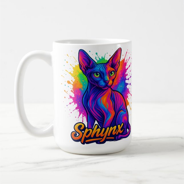 Caneca De Café Gato de Esfinge de Pop para-Arte Vibrante - Modern (Esquerda)