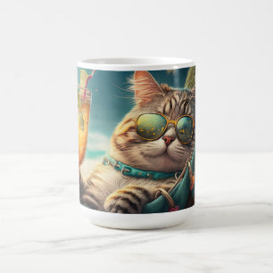 Caneca De Café Gato de Férias de Nome Personalizado