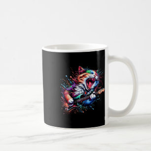 Caneca De Café Gato de Gatinha tocando violão Gato de rock Heavy