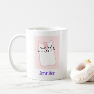 Caneca De Café Gato de Gatinho Dormindo Rosa