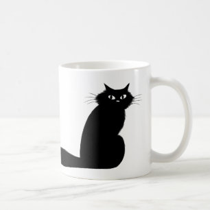 Caneca De Café Gato de Gatinho Preto com Olho Lado Longo Fluffy