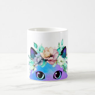 Caneca De Café Gato de Gato de Flor Selvagem