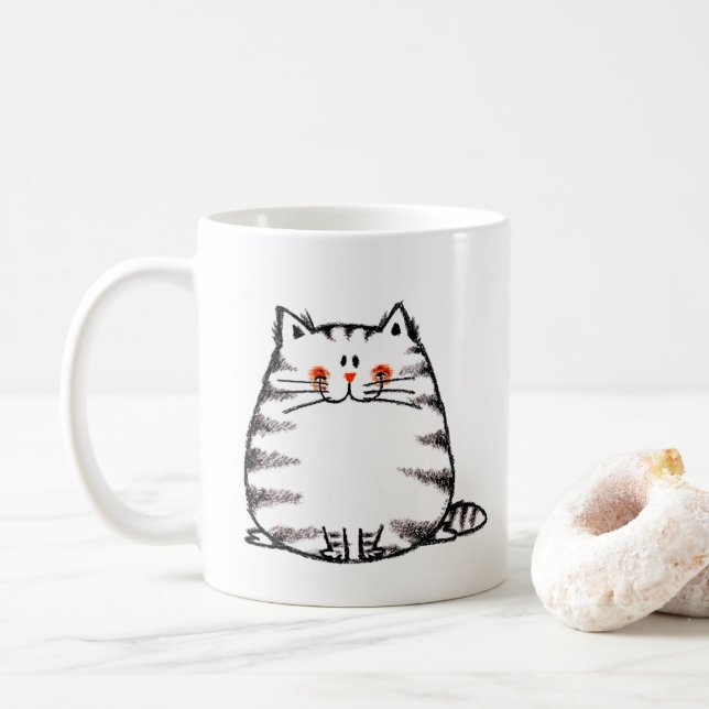Caneca De Café Gato de Gato de Gato Bonito - gatinho Kawaii para  (Com Donut)