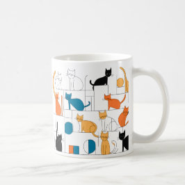 Caneca De Café Gato De Gato De Gato Contemporâneo Silhuettes Mug