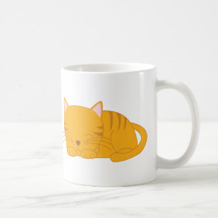 Caneca De Café Gato de gato malhado alaranjado do sono