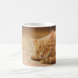 Caneca De Café Gato de gato malhado alaranjado do sono