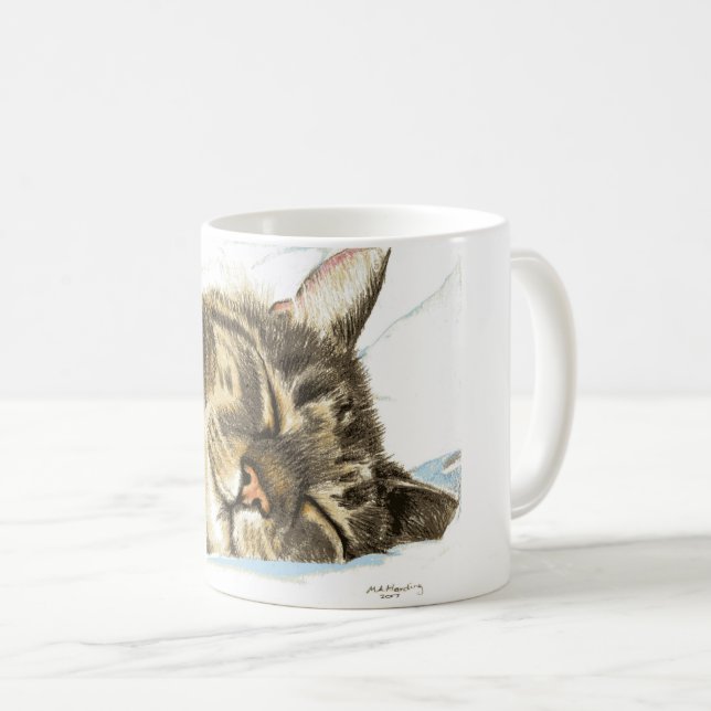 Caneca De Café Gato de gato malhado do sono (Frente Esquerda)