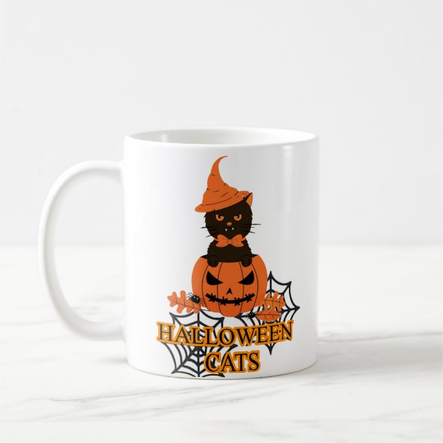 Caneca De Café Gato de Halloween (Feliz Halloween, presente para  (Esquerda)