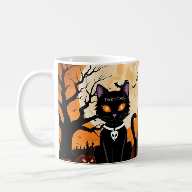 Caneca De Café Gato de Halloween (Feliz Halloween, presente para  (Esquerda)
