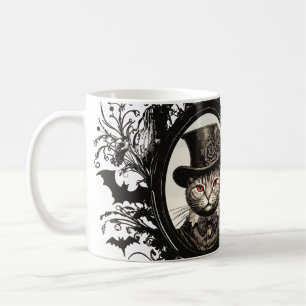Caneca De Café Gato de Halloween, Gato de Vampiro, presas de dama