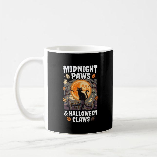 Caneca De Café Gato de Halloween Lua Travessura (Esquerda)