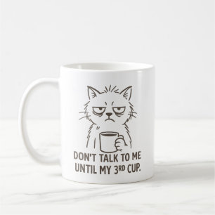 Caneca De Café Gato de Horas Extraordinárias - "Não fale comigo a