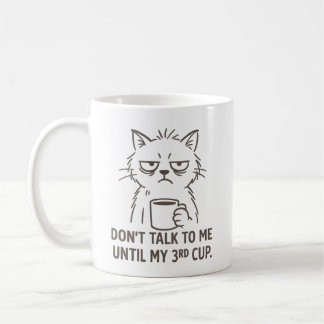 Caneca De Café Gato de Horas Extraordinárias - "Não fale comigo a