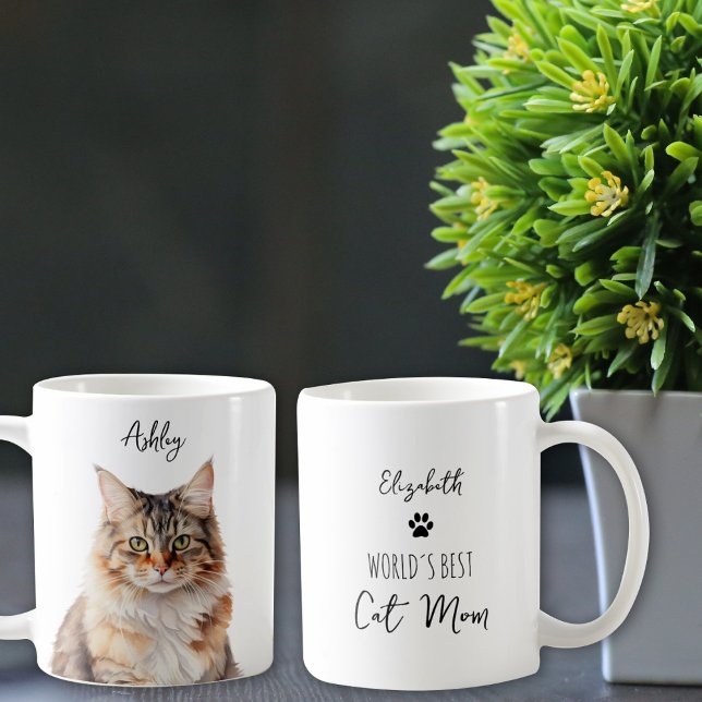 Caneca De Café Gato de Maine Bonito, Personalizado Melhor Mãe/Pai (Criador carregado)