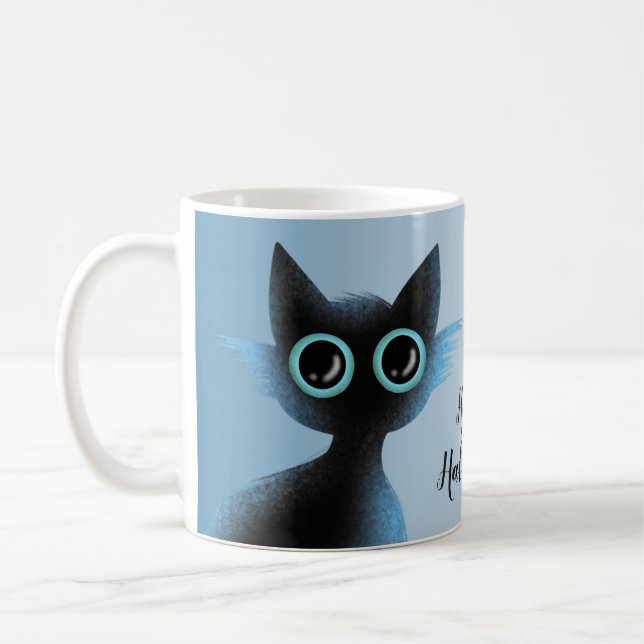 Caneca De Café Gato de Mau de Azul Negro (Esquerda)