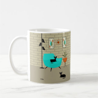 Caneca De Café Gato de meio século com Mini Gravel Art
