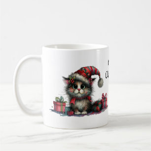 Caneca De Café Gato de Natal bonito com presentes Quirky Kitten