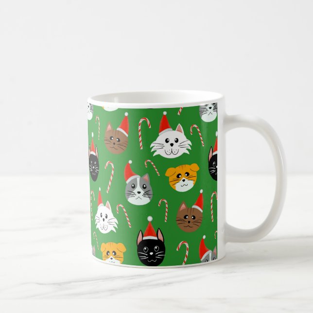 Caneca De Café Gato de Natal Bonito, Padrão (Direita)