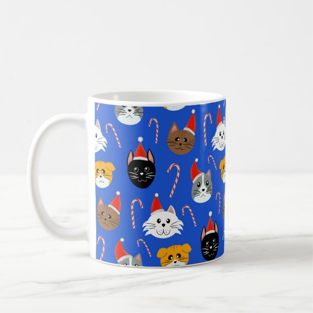 Caneca De Café Gato de Natal Bonito, Padrão (Esquerda)