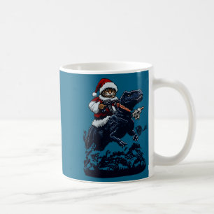 Caneca De Café Gato de Natal com Chapéu de Papai Noel segurando u