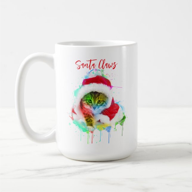 Caneca De Café Gato de Natal engraçado (Esquerda)