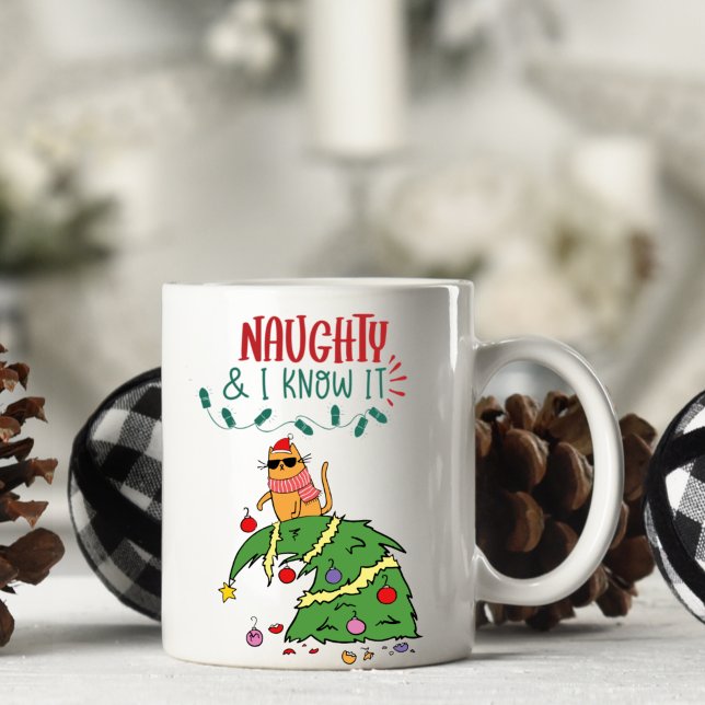 Caneca De Café Gato de Natal Engraçado Personalizado (Criador carregado)