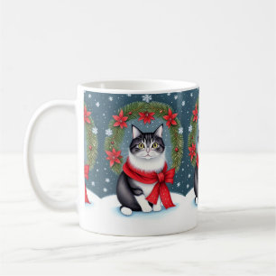 Caneca De Café Gato de Natal Festivo