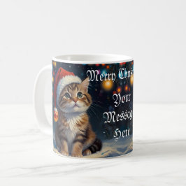 Caneca De Café Gato de Natal festivo com Santa Hat