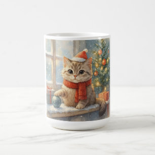 Caneca De Café Gato de Natal Fofo e Caprichoso
