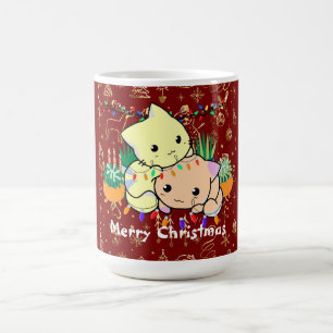 Caneca De Café gato de natal fofo, personalize o texto personaliz