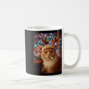 Caneca De Café Gato de Natal Fumando Cigarro Meme Conforto Geraçã