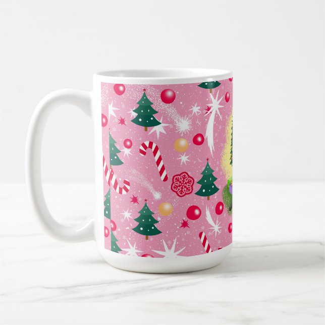 Caneca De Café Gato de Natal Rosa (Esquerda)