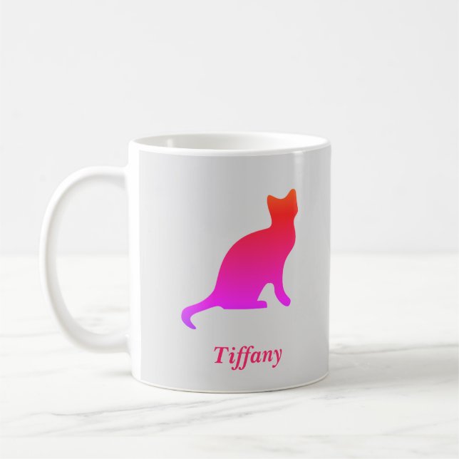 Caneca De Café Gato de ombre fofo personalizado (Esquerda)
