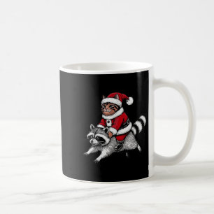 Caneca De Café Gato de Papai Noel Montando um Guaxinim Natal Home