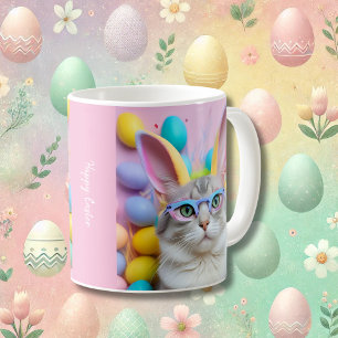 Caneca De Café Gato de Páscoa Whimsso com Ouvidos Coelhinhos