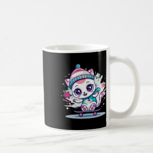 Caneca De Café Gato de Patinação Fofo Eu Skate Para Homens Mulher