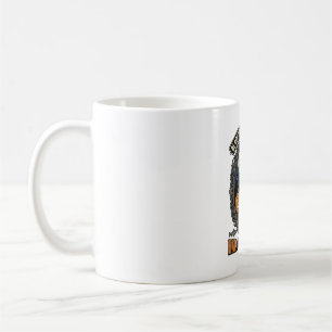 Caneca De Café Gato de Pesca de Halloween Design de Abóbora Vinta