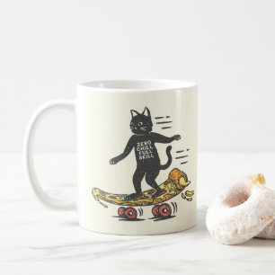 Caneca De Café Gato de Pizza Skateboard
