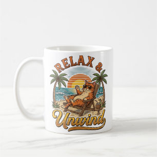 Caneca De Café Gato de Praia Relax & Desestresse Design de Gravur