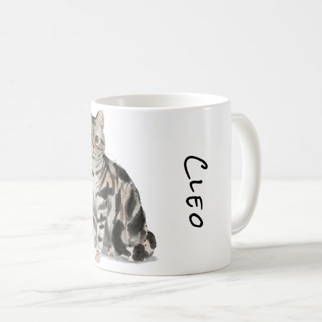 Caneca De Café Gato de Prata de Shorthair Americana (Frente Esquerda)