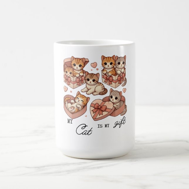 Caneca De Café Gato de presente bonitinho de camiseta (Centro)