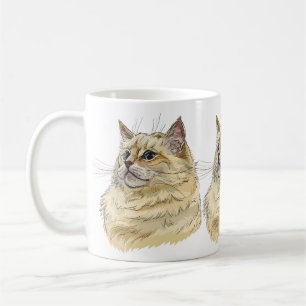 Caneca De Café Gato de Ragdoll que desenhava a mão