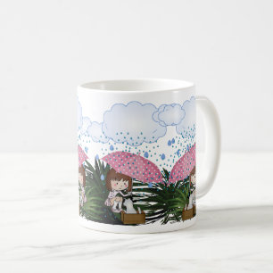 Caneca De Café Gato de resgate e garota na chuva - Amor animal