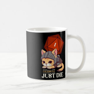 Caneca De Café Gato de RPG Acho que vou Morrer Dado D20 Gato Falh