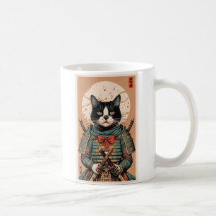 Caneca De Café Gato de samurai engraçado