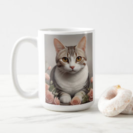 Caneca De Café Gato de Shorthair Americano espantoso com Rosa Del