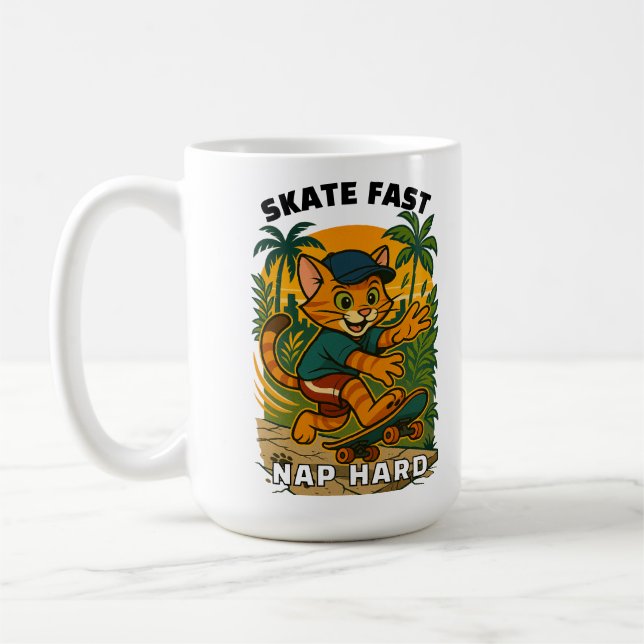 Caneca De Café Gato de skate (Esquerda)